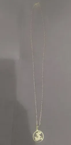 Corrente tijolinho de moeda antiga são Jorge 70cm