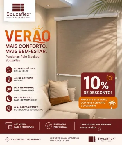 Persianas rolo, chegada do verão. Fabricação sob medida 