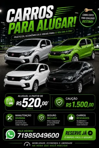 Aluguel/a partir de R$500,00 Locação de vários carros e modelos? Sem burocracia