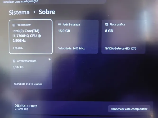 Vende-se Notebook gamer i7 de 7° MSI