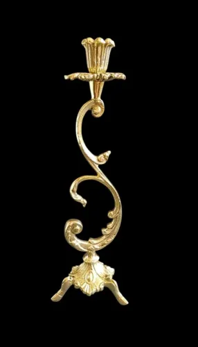Castiçal Antigo Rococó em Bronze Maciço, Circa 1950