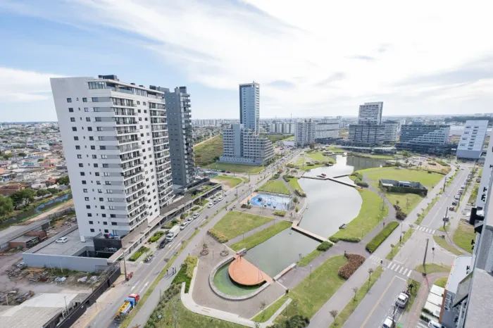 Apartamento Semi Mobiliado para Locação no Parque Una: 1 Quarto, Andar Alto, Vaga Privativ
