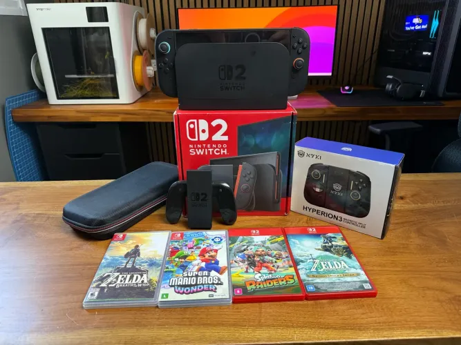 Nintendo Switch 2 com jogos e controle