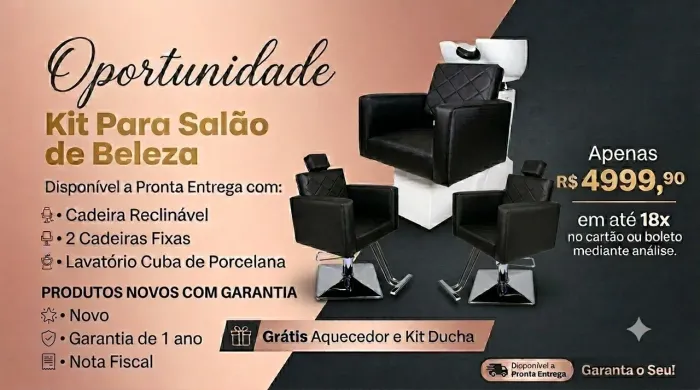 Cadeira Reclinável e Lavatório Cuba de Porcelana para salão de beleza 