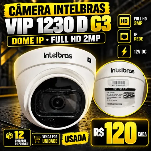 Câmera IP Dome Intelbras VIP 1230 D G3 Full HD 2MP Usada