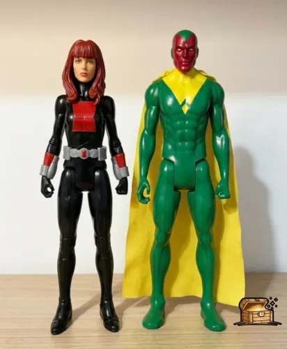 Kit Bonecos Marvel Hasbro Originais: Visão e Viúva Negra