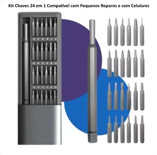 Kit Chave Magnética 24 em 1 Reparos Pequenos Compatível Celular