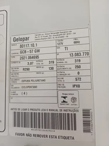 Vendo cervejeira vertical tampa em inox de 578lts da marca gelopar.