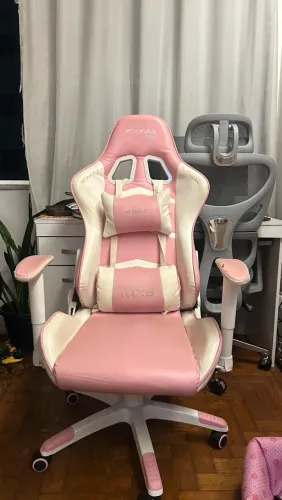 Cadeira Gamer MX5 Giratoria Branco e Rosa - MYMAX