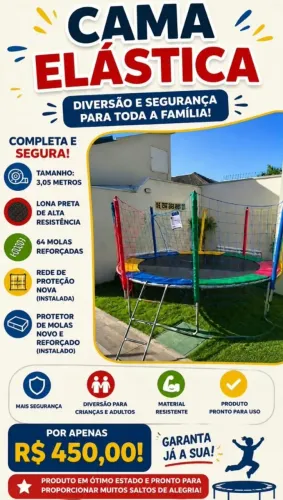 Cama Elástica Pula-Pula 3,05 Metros - Completa, Segura e Pronta para Uso!
