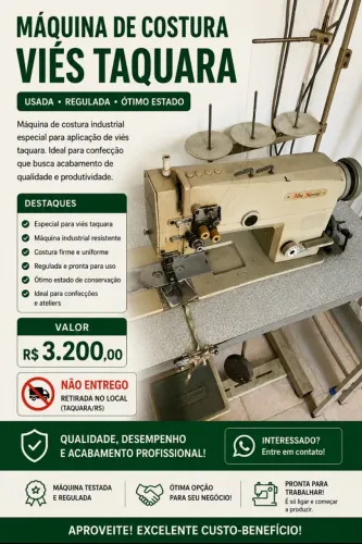 Maquina de costura 2 agulha para vies taquara san special