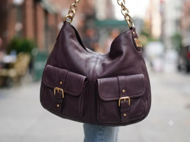 Bolsa 100% couro cor Marsala elle et Lui, couro de carneiro, espaçosa