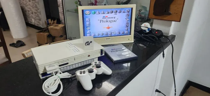 Playstation 2 Branco Ed. Gran Turismo 100% Completo Serial Batendo