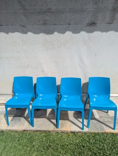 4x Cadeira Juno Tok Stok Tramontina Polipropileno Azul