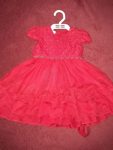 Vestido baby luxo 1 ano vermelho
