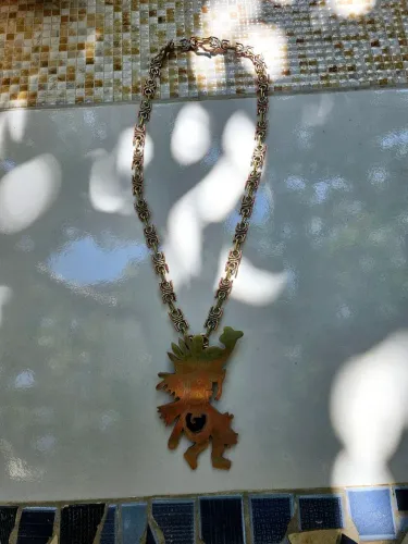 Colar Vintage Mexicano Kukulcán/Quetzalcóatl Em Prata, Cobre E Bronze - Hecho en Mexico