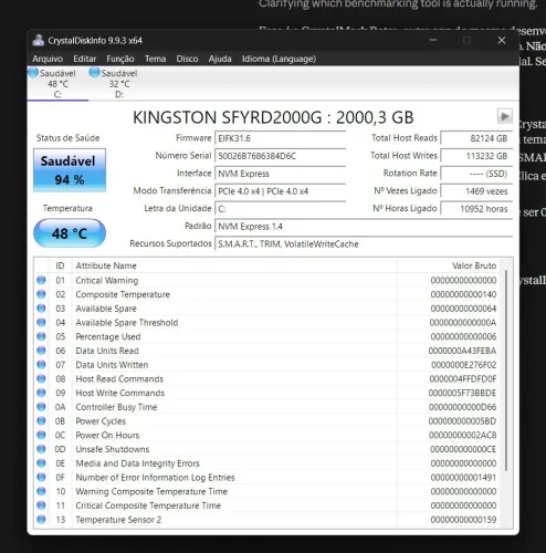 Nvme 2tb Kingston Fury Renegade 2tb usado
