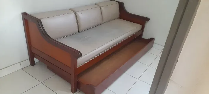 Sofá-cama bicama retro madeira maciça