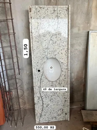 Pia de Mármore 1,50 m x 49 cm em Ótimo Estado