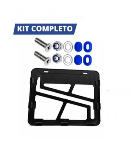 Suporte Placa Moto + Kit Lacre Antifurto com Parafuso + Porca + Arruela INOX