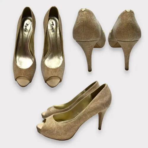 Peep Toe Pixolé Dourado com Brilho