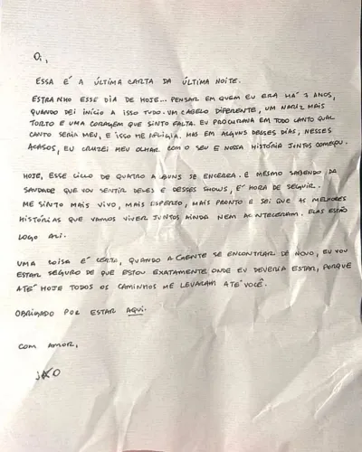 CARTA ÚLTIMO DIA DA SUPERTURNÊ DO JÃO