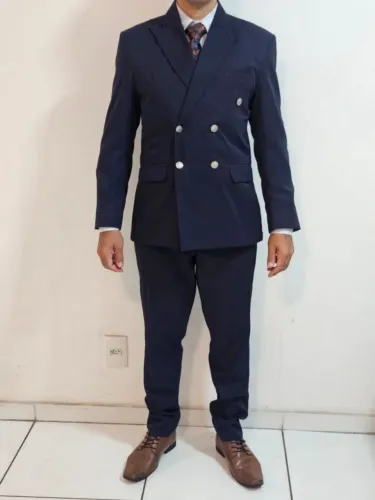 Terno Transpassado Azul Escuro - Em Perfeito Estado