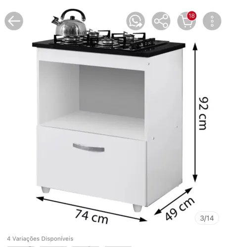 Balcão cooktop 4 bocas