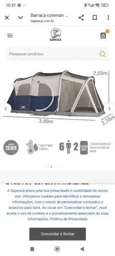 BARRACA COLEMAN weathermaster Elite 6 pessoas com led interno 