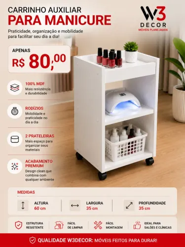 CARRINHO AUXILIAR PARA MANICURE