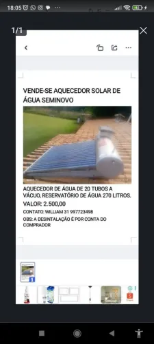 Vendo aquecedor solar preço baixo