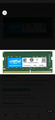 MEMORIA NOTEBOOK DDR4 16GB CRUCIAL 3200