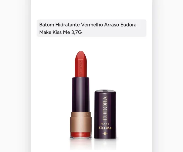 Batom Hidratante Vermelho Arraso Eudora Make Kiss Me 3,7G