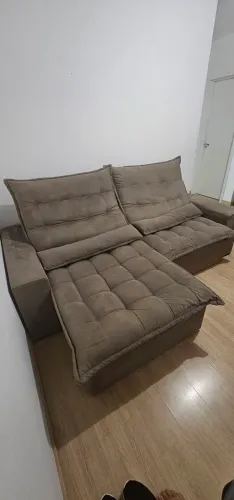 Sofá Cinza Retrátil 250cm