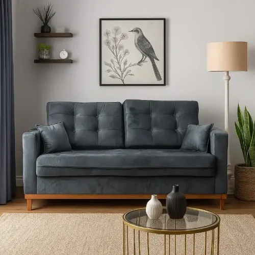 Sofá Living California em Veludo 2 Lugares com Almofadas Soltas 180cm Rr Estofados