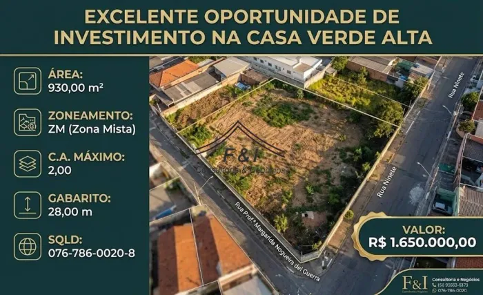 Terreno à venda, 930 m² por R$ 1.650.000 - Casa Verde Alta - São Paulo/SP
