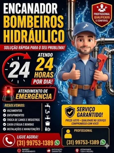 Bombeiro hidráulico 24h todas as regiões