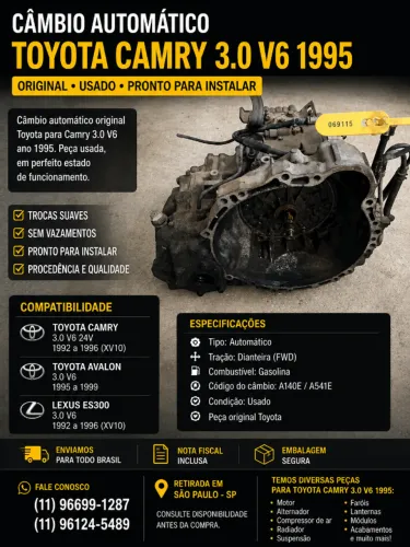 Câmbio Automático Toyota Camry 3.0 V6 1995 Original Usado Completo