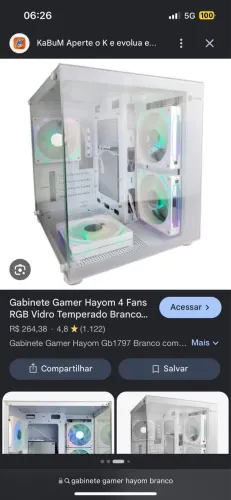 Gabinete Gamer Hayom Vidro Branco Novo Barato Urgente