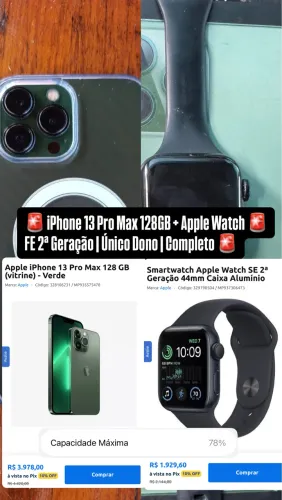 IPHONE 13 PRO MAX 128G ÚNICO DONO + SMART WATCH 2FE