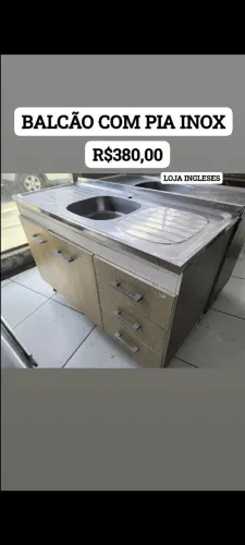 BALCÃO COM PIA INOX