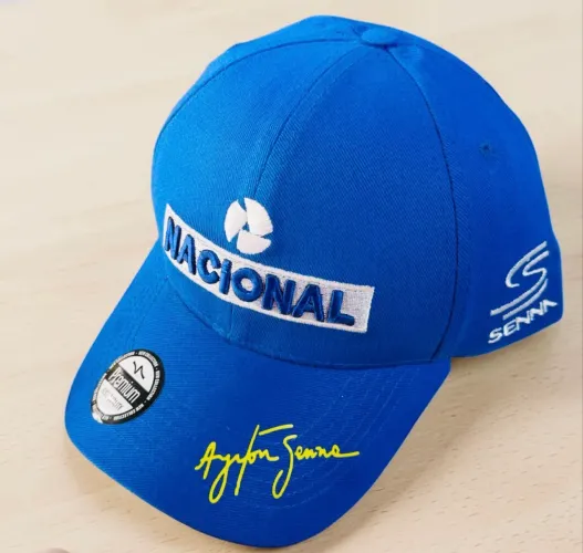 Boné Ayrton Senna Nacional Azul Royal Fórmula 1 Retro Brasil Moda
