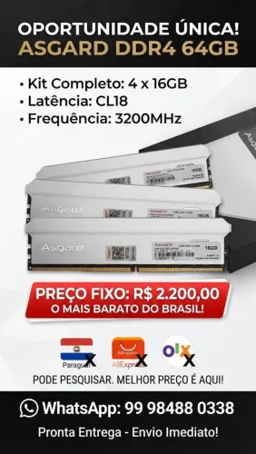 Memoria RAM Dekstop Menor Preco Do Brasil DDR4 3200 CL18 4x16gb 64GB