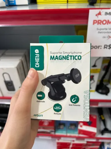 Suporte Veicular Magnético com Ventosa para Vidro