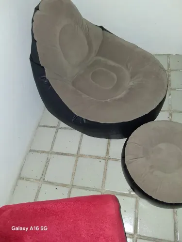 Poltronas de tecido e couro,inflável 