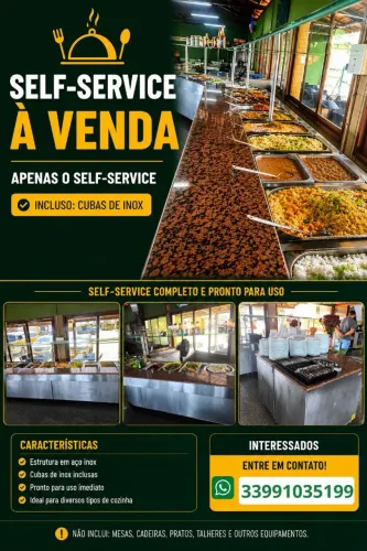 Balcão Self-Service térmico (Banho-Maria) em inox + cubas inox
