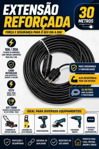 Extensão elétrica Reforçada 30 metros