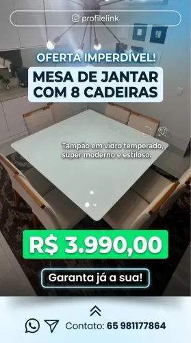 Mesa de Jantar + 8 Cadeiras