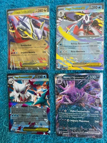 Cartas Pokémon Mega Evolução ex e Nidoking Equipe Rocket - Originais 2025/2026