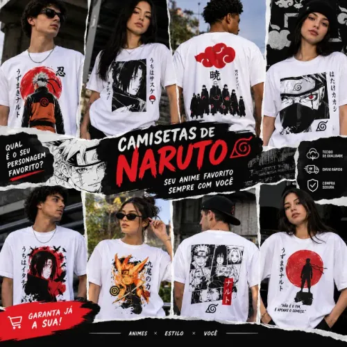 Camisetas NARUTO, diversas estampas